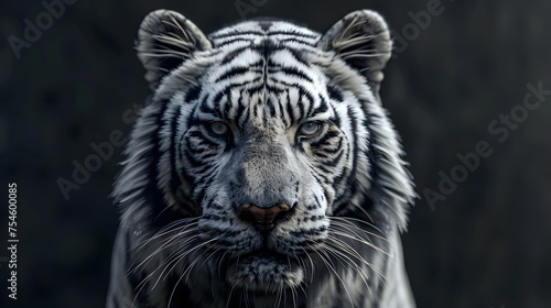 Fierce white Tiger Staring with Hunger