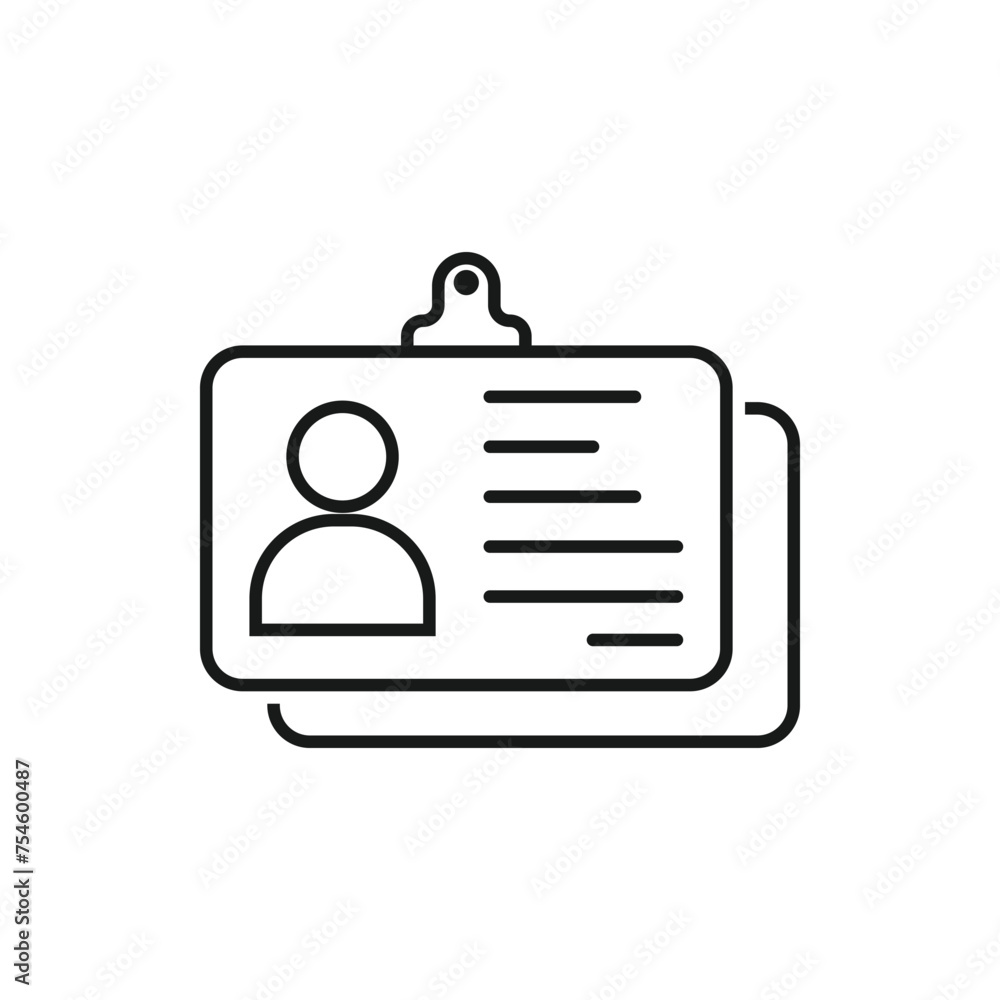 Id card outline icon. linear style sign for mobile concept and web design. Identification card simple line vector icon. Id card outline icon. linear style sign for mobile concept and web design. Identification card simple line vector icon.