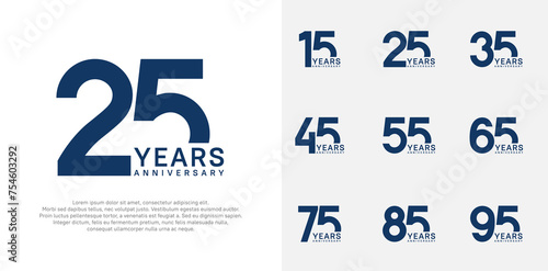 anniversary logo style vector design with dark blue color can be use for celebration day photo