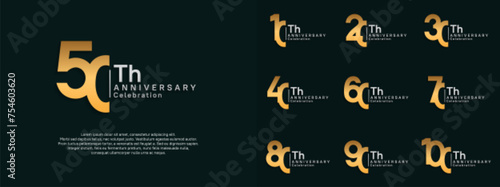 anniversary vector design set gold and silver color for celebration day photo