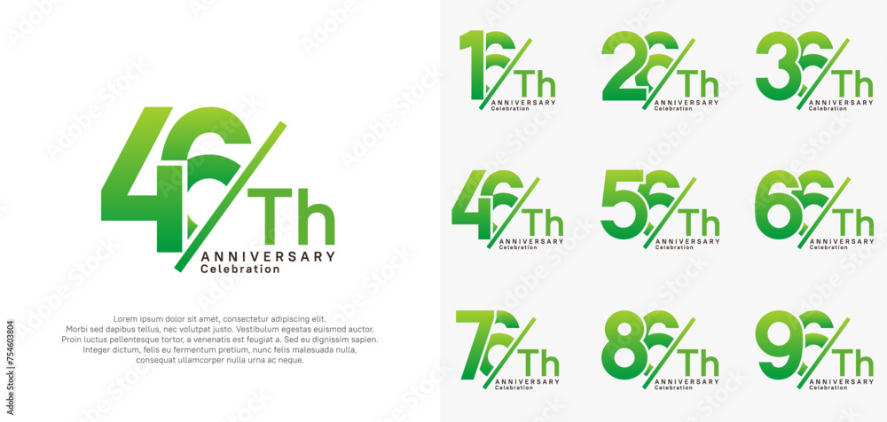 anniversary logo style vector set with slash green color can be use for celebration anniversary logo style vector set with slash green color can be use for celebration