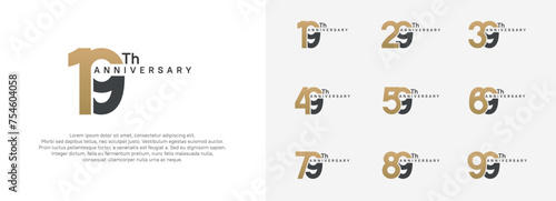 Foto anniversary logotype vector set, brown and black color for celebration purpose