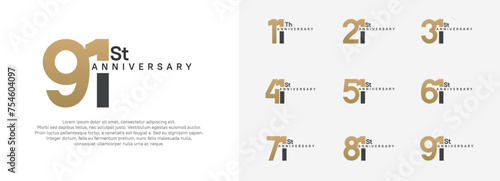 anniversary logotype vector set, brown and black color for celebration purpose
