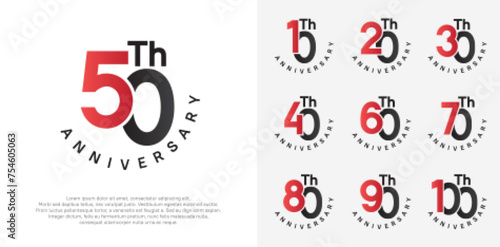 anniversary set vector design with red and black color for celebration moment