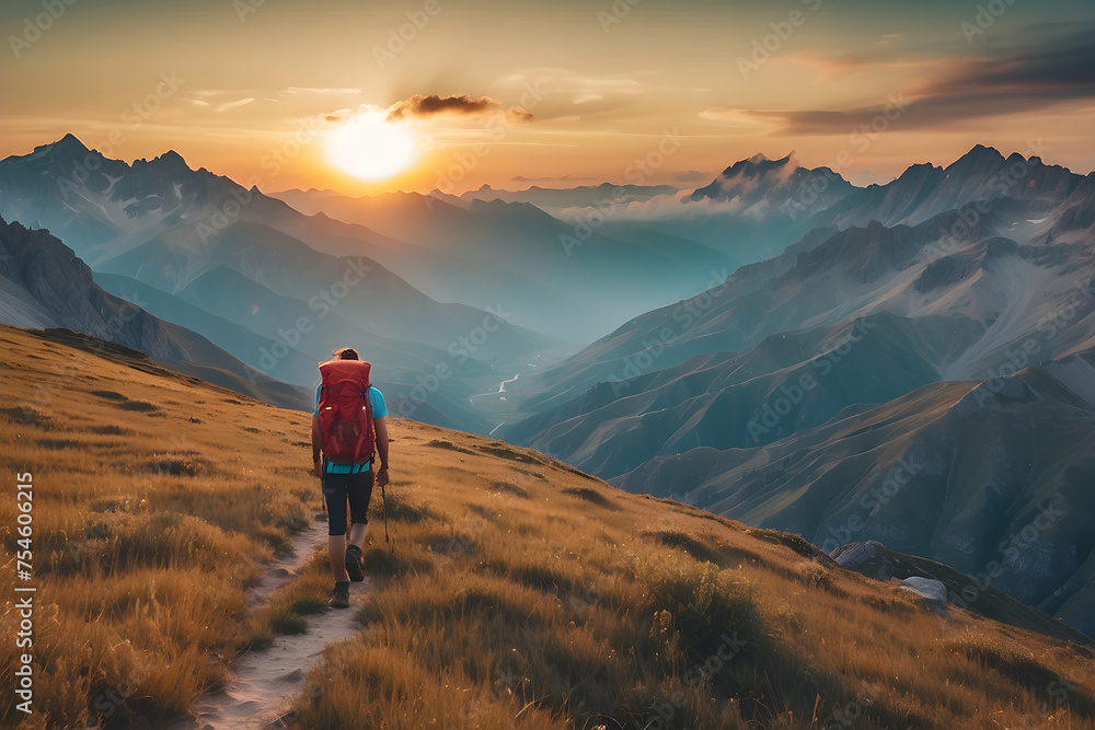 colourful landscape nature, hiking Generative Ai, colourful landscape nature, hiking Generative Ai,