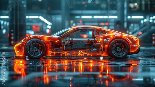Futuristic electric racing car