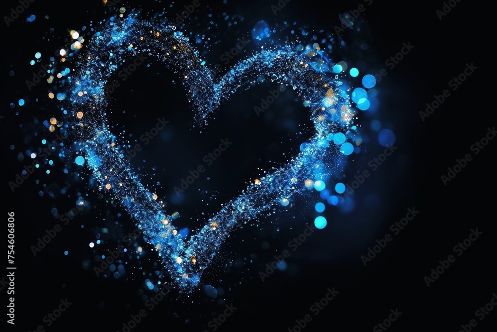 custom made wallpaper toronto digitalBokeh lights in heart shape on a black background.