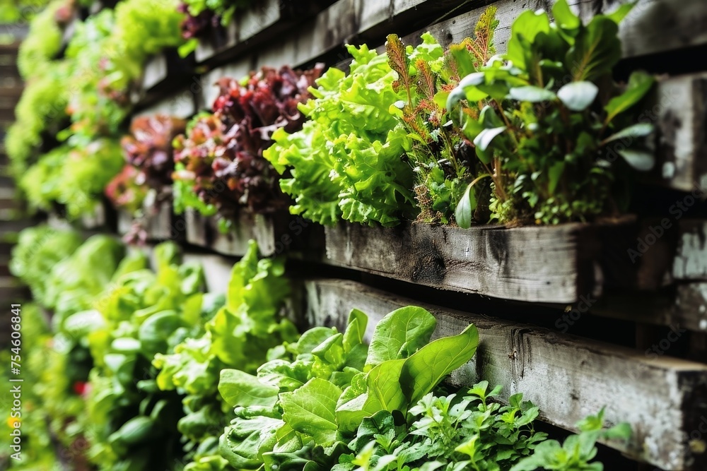 Growing vegetables in vertical gardening.