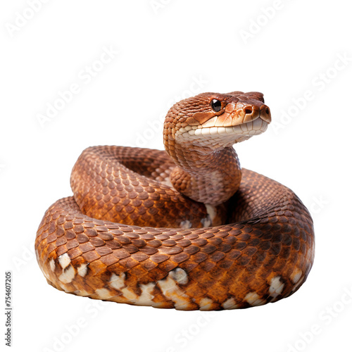 Dangerous serious venomous cobra snake, isolated on transparent background