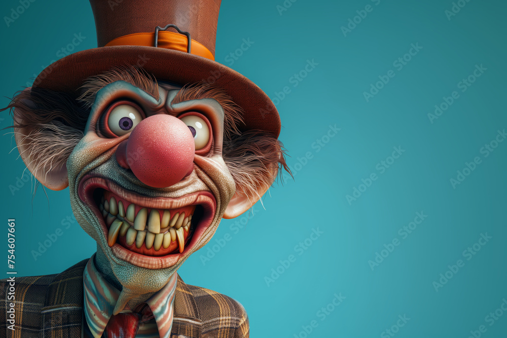 Grimaces of Fear: The Evil Clown - obrazy, fototapety, plakaty 