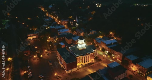 Washington County Court house building on Courthouse Square in the center of Jonesborough, Tennessee. Small town America old historical architecture photo