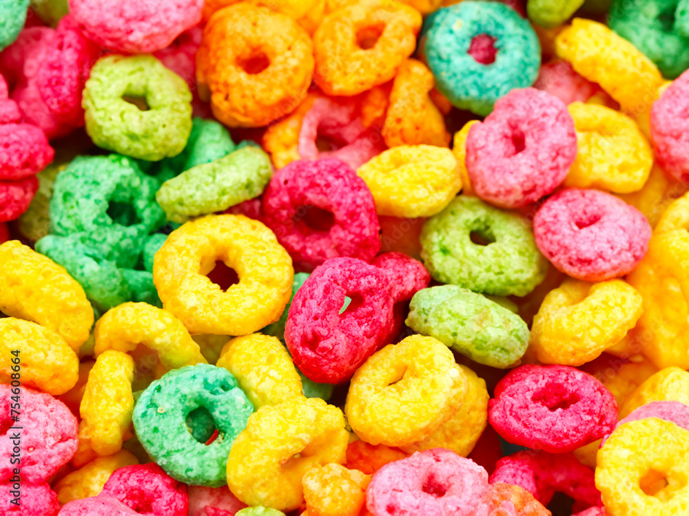 colorful cereal rings as a background
