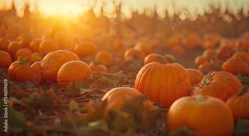 Autumn pumpkin patch, seasonal harvest photo