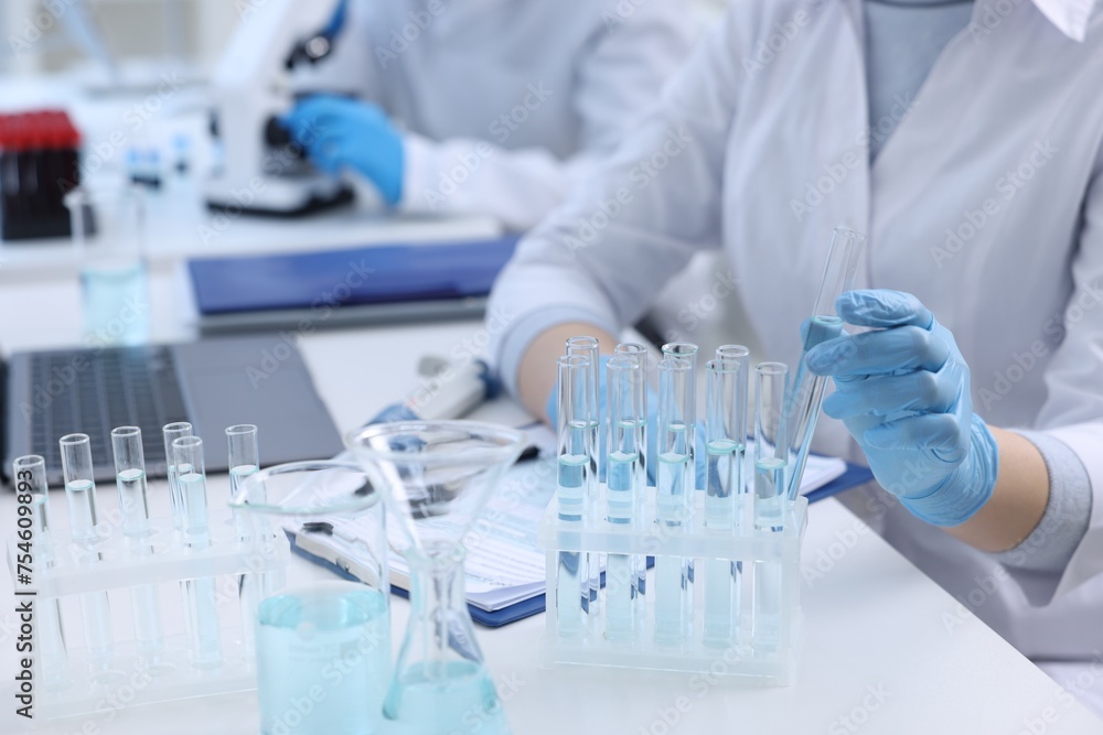 Scientists working with samples in laboratory. Medical research Scientists working with samples in laboratory. Medical research
