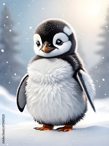 cute little penguin with christmas lights © mansum008