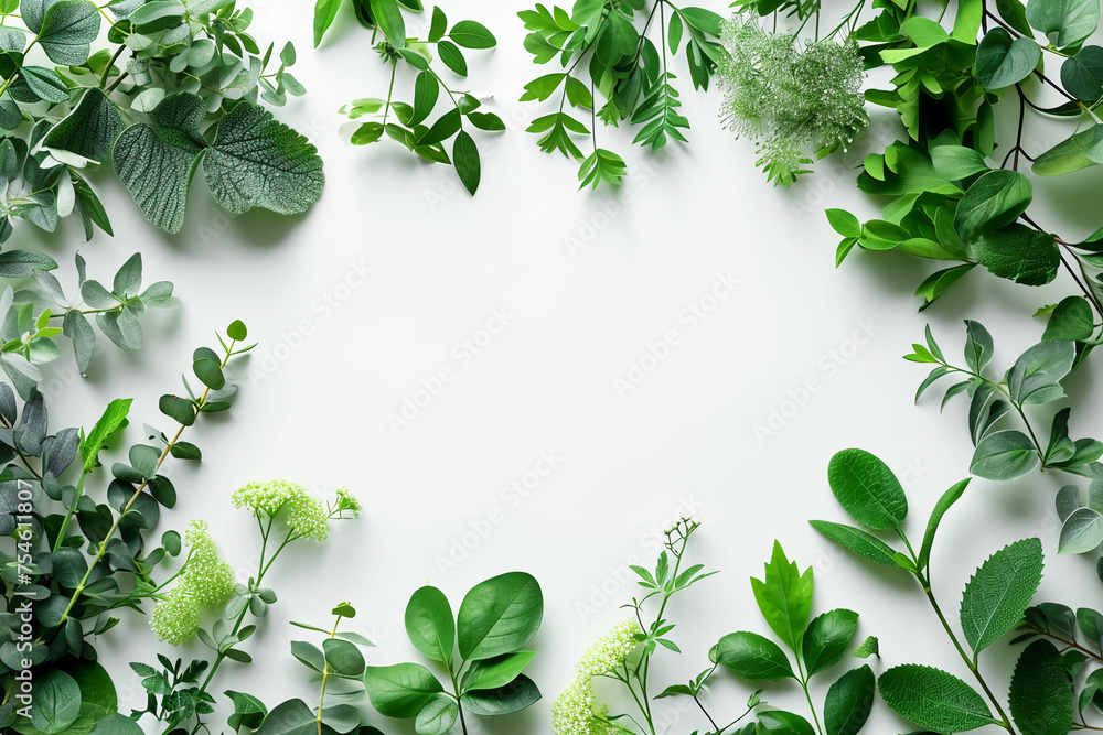 greenery surrounding white background greenery surrounding white background