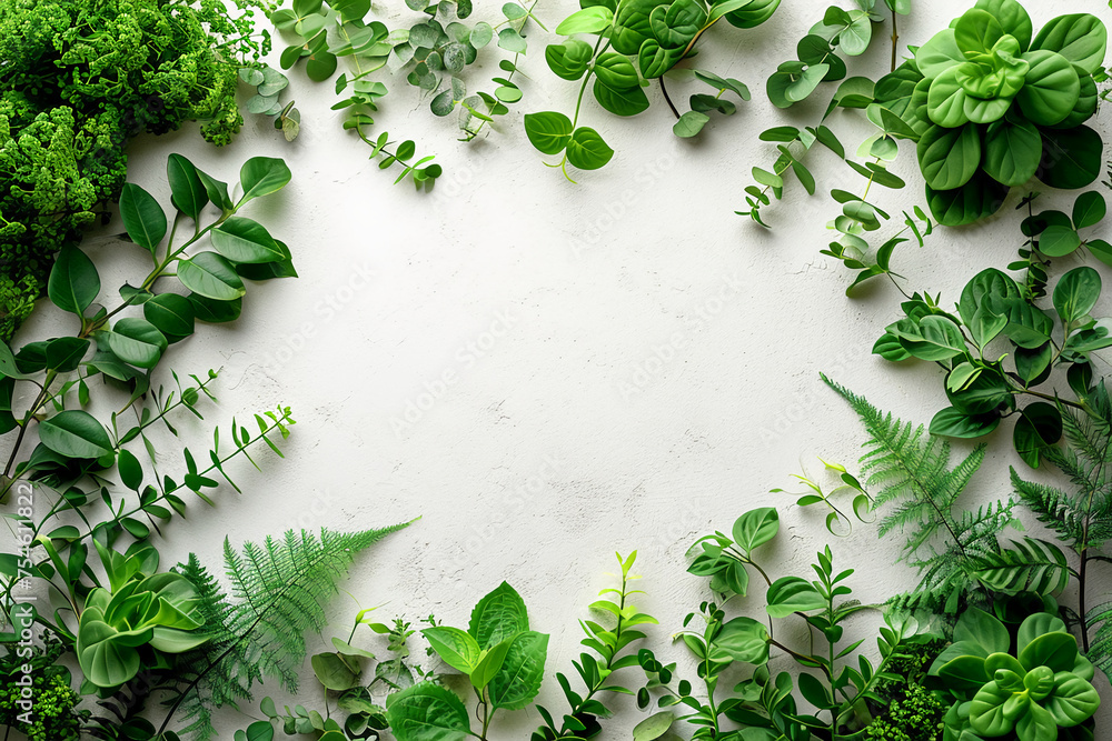 Obraz premium greenery surrounding white background