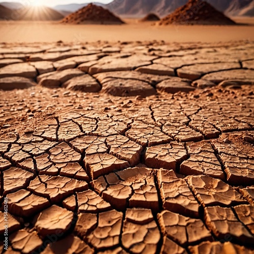 Dried and cracked dry farming land after drought