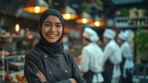 Portrait of a chef in a hotel kitchen photo