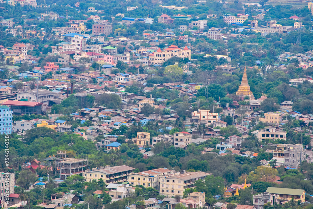 The landscape of Mandalay, Myanmar colorful residential area