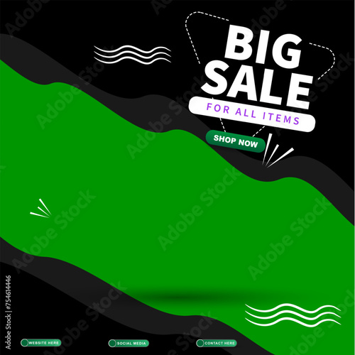 big sale discount template banner with blank space for product sale with abstract gradient black and green background design1