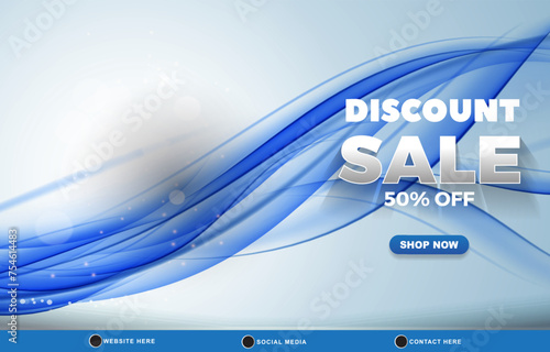 discount sale template banner with blank space for product sale with abstract gradient blue and white background design2