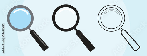 Magnifying glass vector illustration. Flat magnifying glass for concept design. Isolated vector illustration. Search icon vector. Search sign. Magnifying glass icon symbol isolated. Business concept.