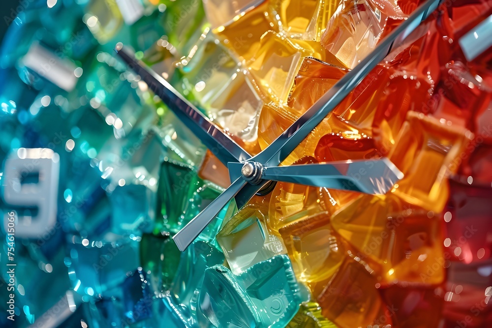 Colorful Glass Cubism Clock for Modern Interior Design