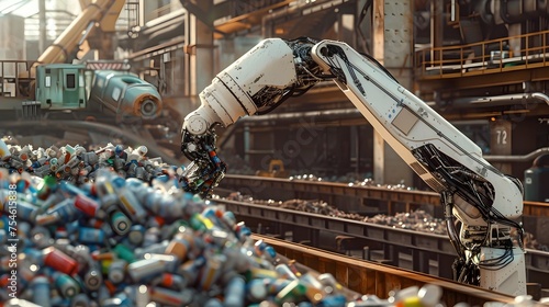 Robot Performing Recycling Tasks in Industrial Facility photo