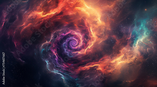  Multicolored nebula swirls with a retro touch, featuring a spray texture and a shining, bright background illustration
