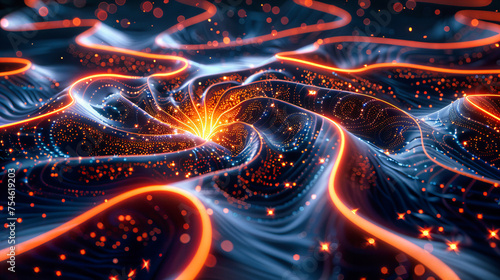 Cosmic Flow: An Abstract Visualization of Science and Motion, Blending Bright Space with Futuristic Energy in a Dance of Light
