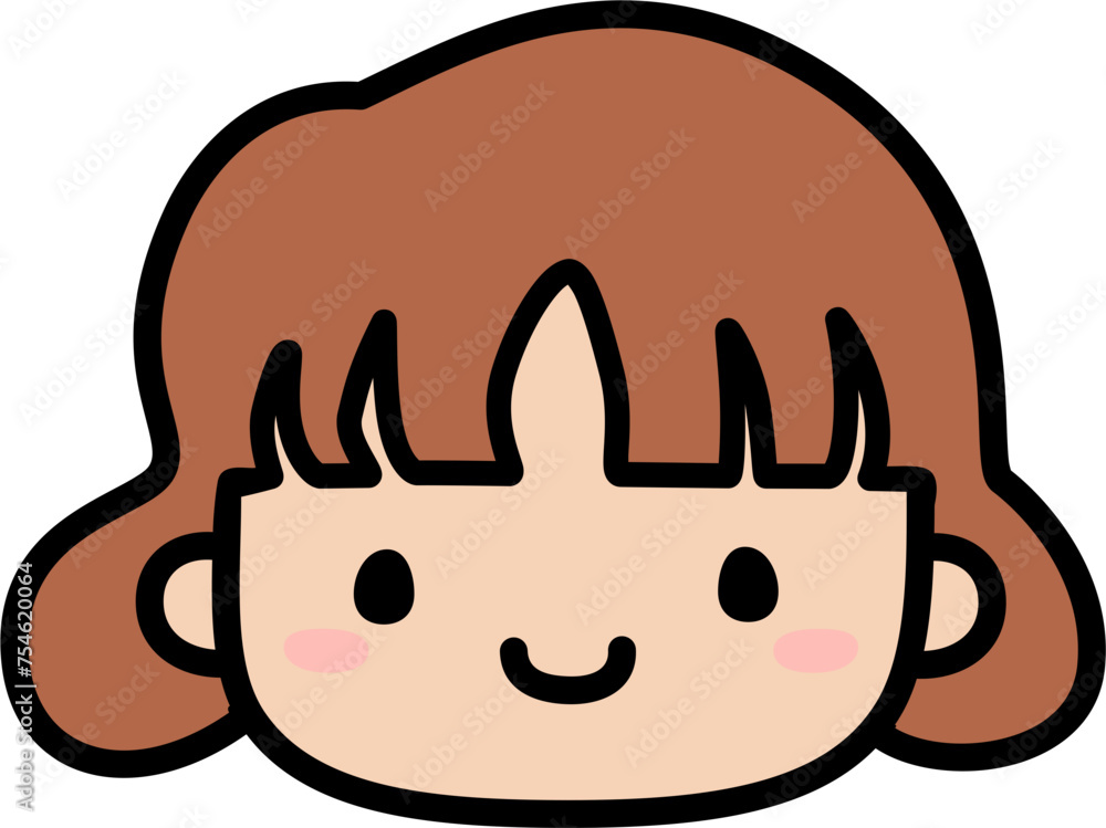 Cute Human Face Head in SVG Vector Illustration Cute Human Face Head in SVG Vector Illustration