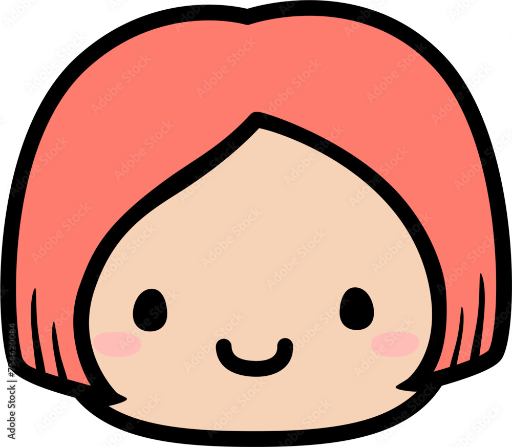Cute Human Face Head in SVG Vector Illustration Cute Human Face Head in SVG Vector Illustration
