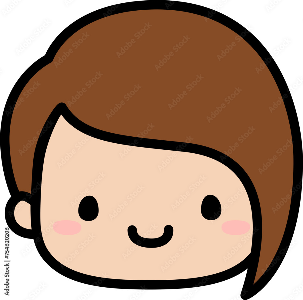 Cute Human Face Head in SVG Vector Illustration Cute Human Face Head in SVG Vector Illustration