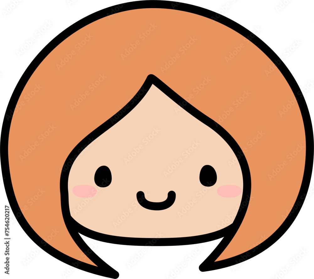 Cute Human Face Head in SVG Vector Illustration Cute Human Face Head in SVG Vector Illustration