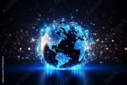 Abstract technology digital line electronic network world global data innovation concept background.