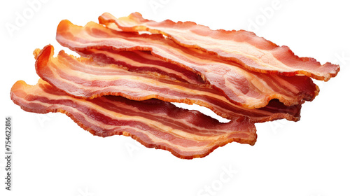 Bacon on white isolated on clear png background and transparent background. food drink and dessert concept for cafe and restaurent, AI generative. 