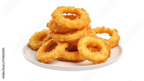 onion rings on white isolated on clear png background and transparent background. food drink and dessert concept for cafe and restaurent, AI generative.