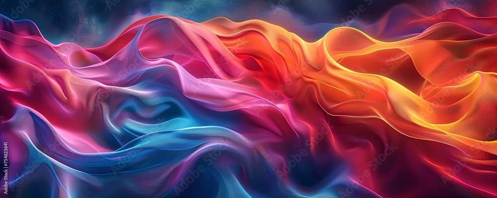 Generative AI illustration of full frame shot of abstract background with colorful wavy lines
