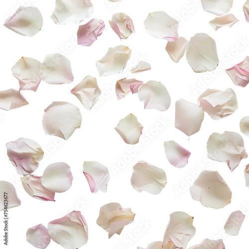 Gentle Rose Petals Scattered on a Dark Background, isolated on transparent background, Generative AI