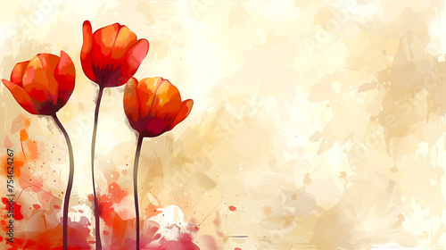 spring banner, background for cards from tulips made in painting style