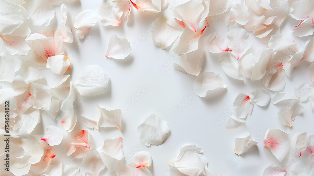 White Rose Petals with Soft Pink Accents, Isolated on Transparent Background, Generative AI