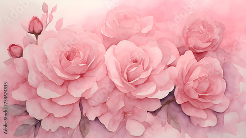 Watercolor abstract pink color pastel of roses. Pink pastel color background.