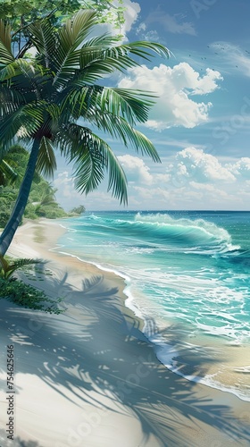 dreamy scene of a secluded beach 