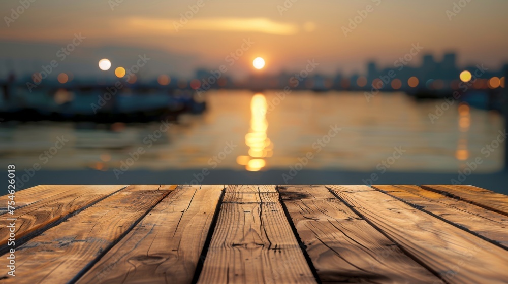 Fototapeta premium Wooden harbor docks top with copy space. Harbor background