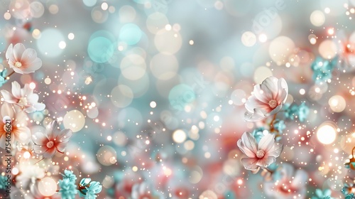 Soft delicate bokeh background in dusty rose, light turquoise, and silver gray colors © Andrei