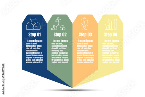 Infographic template for business information presentation. Vector geometry and icon elements. Modern workflow diagrams. Report plan 4 topics