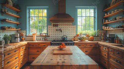 Kitchen cabinets - meticulous symmetry - perfectly centered composition - 