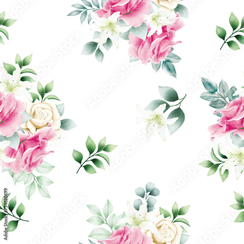 seamless pattern floral rose watercolor  © retno