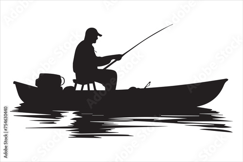 Fisherman fishing silhouette vector illustration